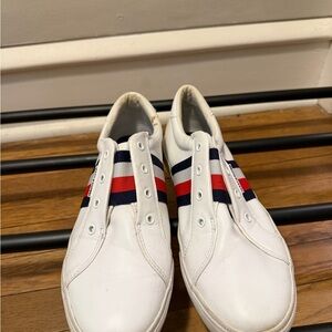 Tommy Hilfiger White Sneakers with Red and Blue Stripes